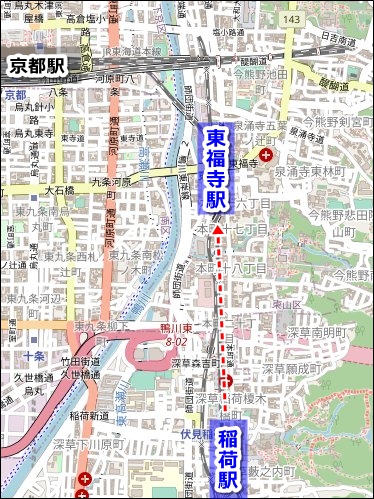 伏見稲荷大社から清水寺への行き方(JRとバス)02