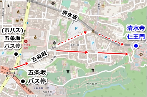 清水五条駅から清水寺へのバスでのアクセス04