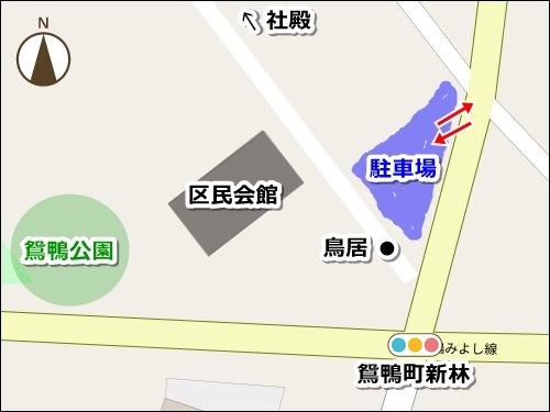 若宮八幡社(豊田市鴛鴨町)駐車場マップ