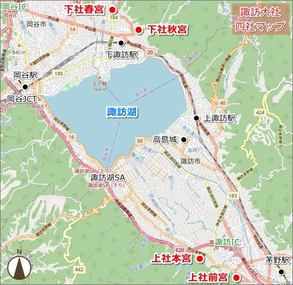 諏訪大社(長野県)四社マップ(地図)02